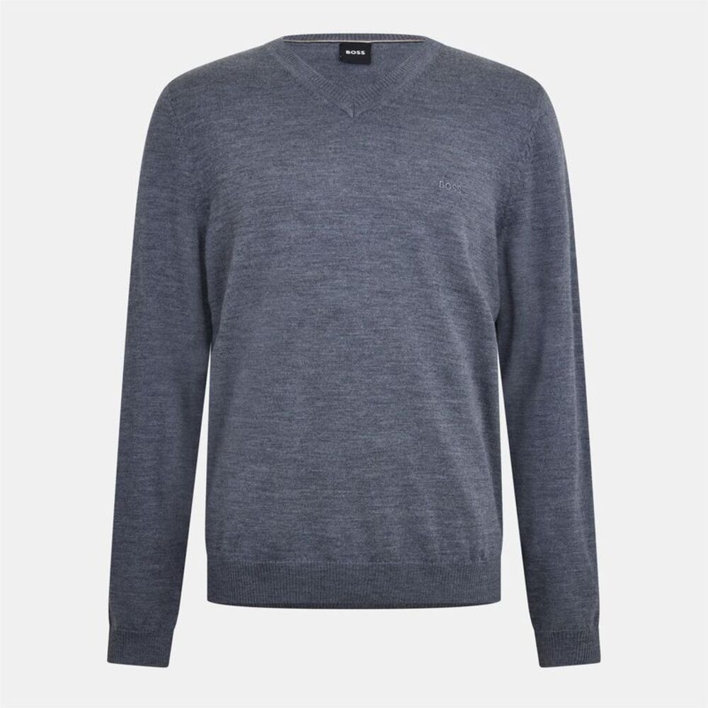 Boss Mens Batisse V Neck Sweater Top / Medium Grey
